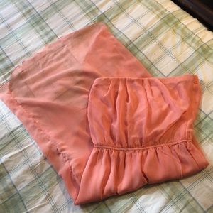 pink strapless high low dress